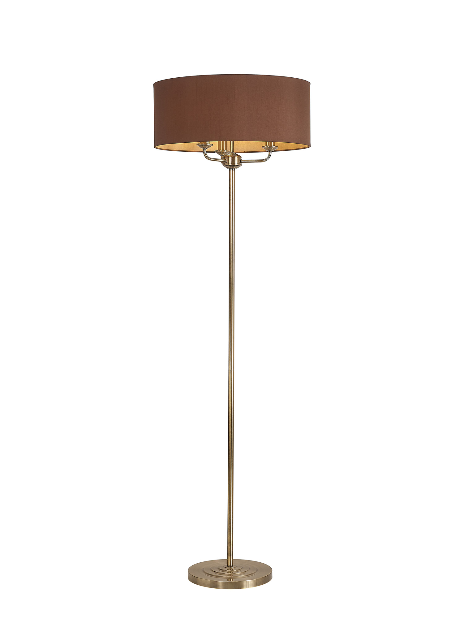DK0917  Banyan 45cm 3 Light Floor Lamp Antique Brass; Raw Cocoa